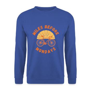 Miles Before Mondays – Vintage Fahrrad Motiv - Unisex Pullover - Royalblau - Vorne - Alina (178cm) & Michal (187cm)