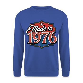 Baujahr 1976 - Unisex Pullover - Royalblau - Vorne - Alina (178cm) & Michal (187cm)