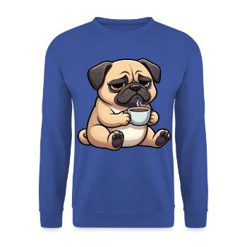 Mops Möpse Mopsbesitzer Mopsliebhaber Mopshalter - Unisex Pullover - Royalblau - Vorne - Alina (178cm) & Michal (187cm)
