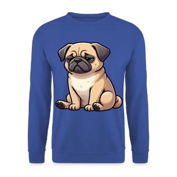 Mops Möpse Mopsbesitzer Mopsliebhaber Mopshalter - Unisex Pullover - Royalblau - Vorne - Alina (178cm) & Michal (187cm)