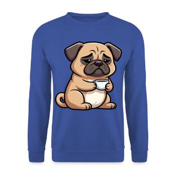 Mops Möpse Mopsbesitzer Mopsliebhaber Mopshalter - Unisex Pullover - Royalblau - Vorne - Alina (178cm) & Michal (187cm)