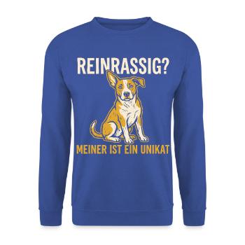 Reinrassig? Meiner ist ein Unikat - Mischling - Unisex Pullover - Royalblau - Vorne - Alina (178cm) & Michal (187cm)