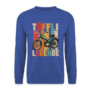 Töffli Legende Geschenkidee für Töffli Buebe - Unisex Pullover - Royalblau - Vorne - Alina (178cm) & Michal (187cm)