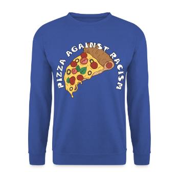 Pizza Against Racism – Statement - Unisex Pullover - Royalblau - Vorne - Alina (178cm) & Michal (187cm)