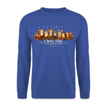 Psalm 89 Waldtiere - Unisex Pullover - Royalblau - Vorne - Alina (178cm) & Michal (187cm)