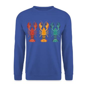 Drei Hummer Punktkunst - Unisex Pullover - Royalblau - Vorne - Alina (178cm) & Michal (187cm)