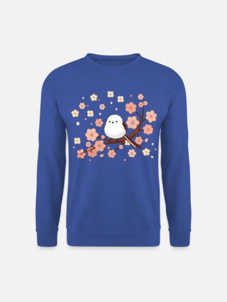 Süße Schwanzmeise im Kirschblütenbaum - Unisex Pullover - Royalblau