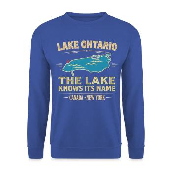 Ontario See: The Lake Knows Its Name - Unisex Pullover - Royalblau - Vorne - Alina (178cm) & Michal (187cm)