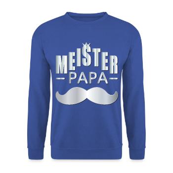Abschluss Meister Papa - Unisex Pullover - Royalblau - Vorne - Alina (178cm) & Michal (187cm)