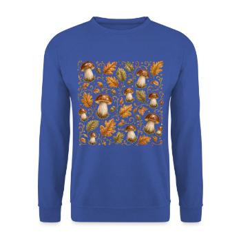 Pilze Steinpilz Muster Herbst Wald Botanisch Natur - Unisex Pullover - Royalblau - Vorne - Alina (178cm) & Michal (187cm)