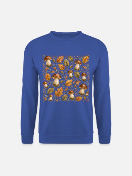 Pilze Steinpilz Muster Herbst Wald Botanisch Natur - Unisex Pullover - Royalblau