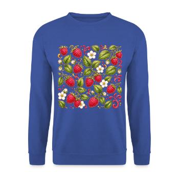 Himbeeren Muster Beeren Garten Früchte Sommer - Unisex Pullover - Royalblau - Vorne - Alina (178cm) & Michal (187cm)