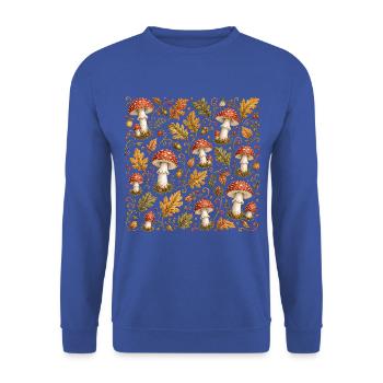 Fliegenpilz Muster Herbst Wald Pilze Botanisch - Unisex Pullover - Royalblau - Vorne - Alina (178cm) & Michal (187cm)