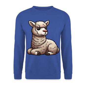 Alpaka lama Alpakabesitzer Alpakaliebhaber Lamas - Unisex Pullover - Royalblau - Vorne - Alina (178cm) & Michal (187cm)