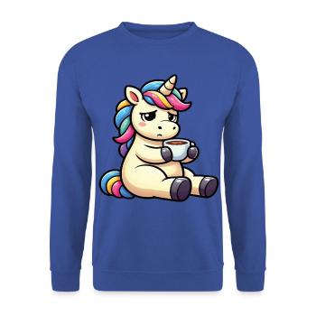 Einhorn Einhörner Einhornfan Einhornliebhaber - Unisex Pullover - Royalblau - Vorne - Alina (178cm) & Michal (187cm)