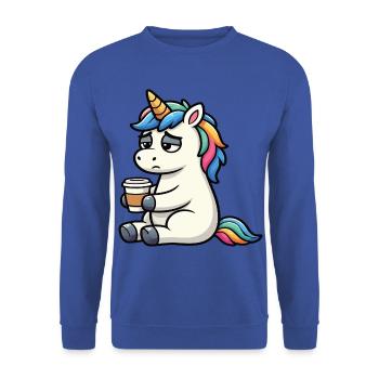 Einhorn Einhörner Einhornfan Einhornliebhaber - Unisex Pullover - Royalblau - Vorne - Alina (178cm) & Michal (187cm)