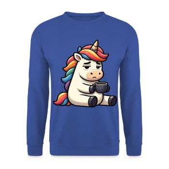Einhorn Einhörner Einhornfan Einhornliebhaber - Unisex Pullover - Royalblau - Vorne - Alina (178cm) & Michal (187cm)