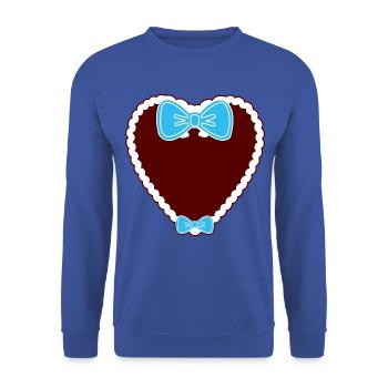 Lebkuchenherz Schleife - Unisex Pullover - Royalblau - Vorne - Alina (178cm) & Michal (187cm)