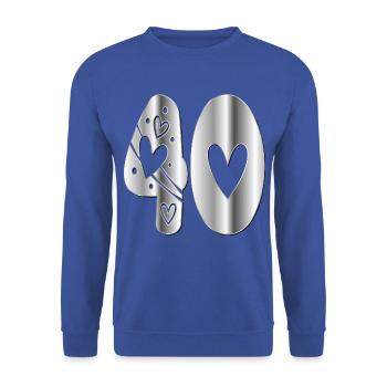 Vierzig Zahl 40 - Unisex Pullover - Royalblau - Vorne - Alina (178cm) & Michal (187cm)