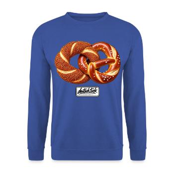 Simit & Brezel – deutschtürkisches Streetwear  - Unisex Pullover - Royalblau - Vorne - Alina (178cm) & Michal (187cm)