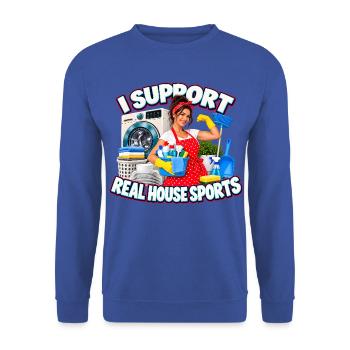 Real House Sports JGA Spruch - Unisex Pullover - Royalblau - Vorne - Alina (178cm) & Michal (187cm)