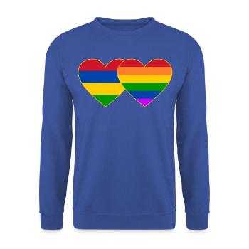 Mauritius Regenbogen Flagge Herz - Unisex Pullover - Royalblau - Vorne - Alina (178cm) & Michal (187cm)