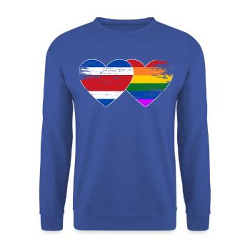 Costa Rica Regenbogen Flagge Herz used - Unisex Pullover - Royalblau - Vorne - Alina (178cm) & Michal (187cm)