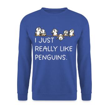 Pinguine Spruch Penguin Lover Tierhumor Cartoon - Unisex Pullover - Royalblau - Vorne - Alina (178cm) & Michal (187cm)