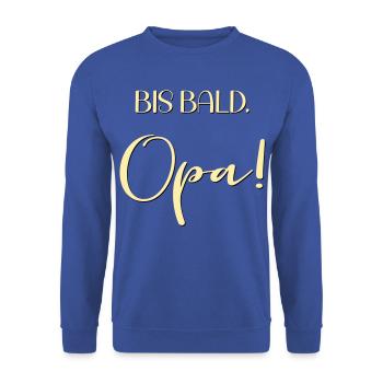 Schwangerschaft verkünden, Opa - Unisex Pullover - Royalblau - Vorne - Alina (178cm) & Michal (187cm)