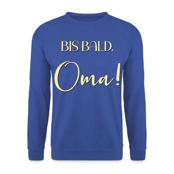 Baby Ankündigung Oma - Unisex Pullover - Royalblau - Vorne - Alina (178cm) & Michal (187cm)