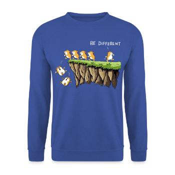 Lemminge Eigener Weg Individualität Statement Humo - Unisex Pullover - Royalblau - Vorne - Alina (178cm) & Michal (187cm)