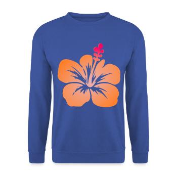 Tropische Blumen - Unisex Pullover - Royalblau - Vorne - Alina (178cm) & Michal (187cm)