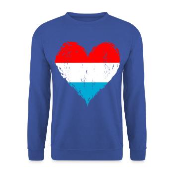 Luxemburg Herzflagge Grunge - Unisex Pullover - Royalblau - Vorne - Alina (178cm) & Michal (187cm)