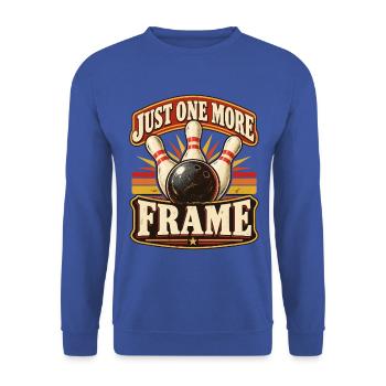 Just One More Frame Bowling Retro - Unisex Pullover - Royalblau - Vorne - Alina (178cm) & Michal (187cm)