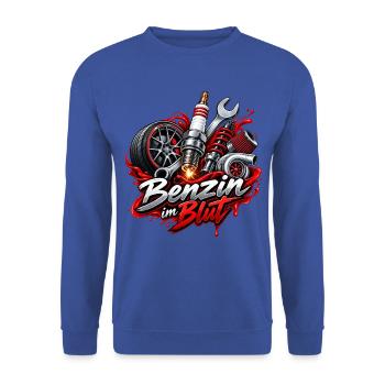 Benzin im Blut , Motorsport - Unisex Pullover - Royalblau - Vorne - Alina (178cm) & Michal (187cm)