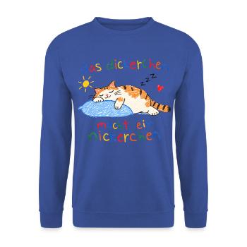Das Dickerchen macht ein Nickerchen - Unisex Pullover - Royalblau - Vorne - Alina (178cm) & Michal (187cm)