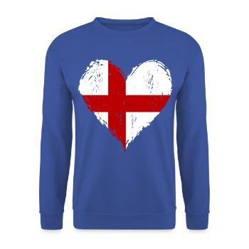 England Herzflagge Grunge - Unisex Pullover - Royalblau - Vorne - Alina (178cm) & Michal (187cm)