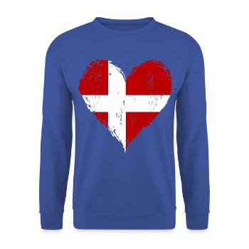 Dänemark Herzflagge Grunge - Unisex Pullover - Royalblau - Vorne - Alina (178cm) & Michal (187cm)