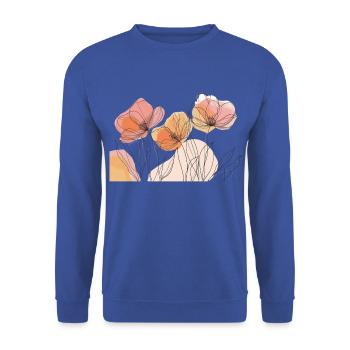 Filigrane Blüten über Pastellfelsen - Unisex Pullover - Royalblau - Vorne - Alina (178cm) & Michal (187cm)