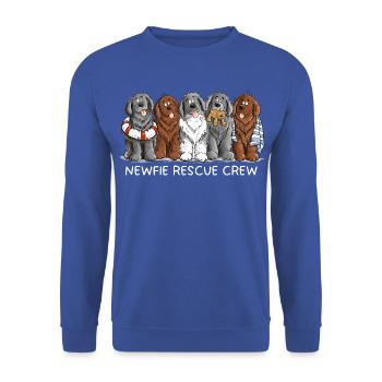 Newfie Rescue Crew Neufundländer Wasserhund - Unisex Pullover - Royalblau - Vorne - Alina (178cm) & Michal (187cm)
