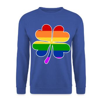 Regenbogen Flagge Vierblättriges Kleeblatt - Unisex Pullover - Royalblau - Vorne - Alina (178cm) & Michal (187cm)