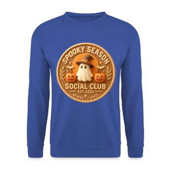 Geisternacht und Kürbisse - Unisex Pullover - Royalblau - Vorne - Alina (178cm) & Michal (187cm)