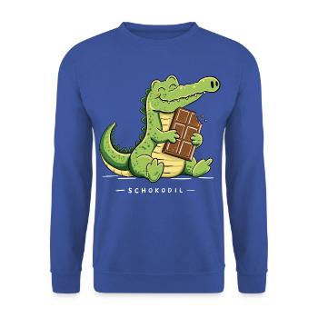 Schokodil Krokodil Schokolade Wortspiel Humor - Unisex Pullover - Royalblau - Vorne - Alina (178cm) & Michal (187cm)