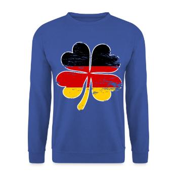 Deutschland Flagge Kleeblatt used - Unisex Pullover - Royalblau - Vorne - Alina (178cm) & Michal (187cm)