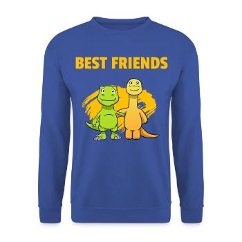 Best Friends Dinos Beste Freunde Dinosaurier - Unisex Pullover - Royalblau - Vorne - Alina (178cm) & Michal (187cm)