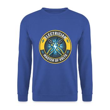 Elektriker Master Of Volts Blitzabzeichen-Geschenk - Unisex Pullover - Royalblau - Vorne - Alina (178cm) & Michal (187cm)