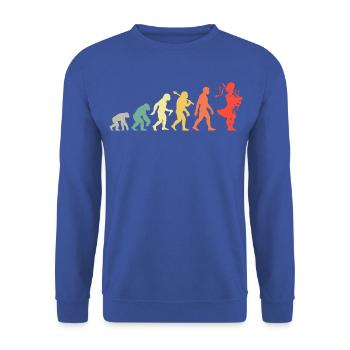 Retro Dudelsack Evolution Für Dudelsackspieler - Unisex Pullover - Royalblau - Vorne - Alina (178cm) & Michal (187cm)