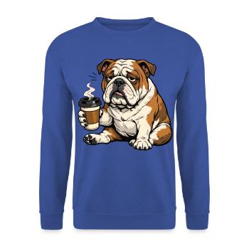 Englische Bulldogge Bully  Bullybesitzer Bullyfan - Unisex Pullover - Royalblau - Vorne - Alina (178cm) & Michal (187cm)
