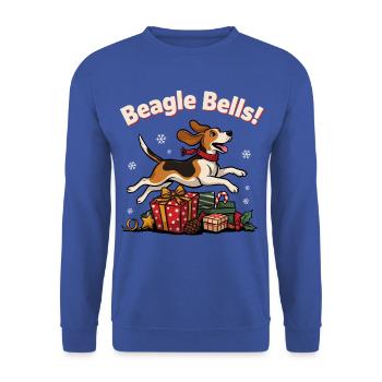Beagle Bells Weihnachtswelpe Feiertagshund - Unisex Pullover - Royalblau - Vorne - Alina (178cm) & Michal (187cm)