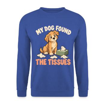 Der Hund fand die Taschentücher - Unisex Pullover - Royalblau - Vorne - Alina (178cm) & Michal (187cm)